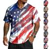 Men's Casual Independence Day Printed Lar Lightweight Breathable Short Sleeve Shirt