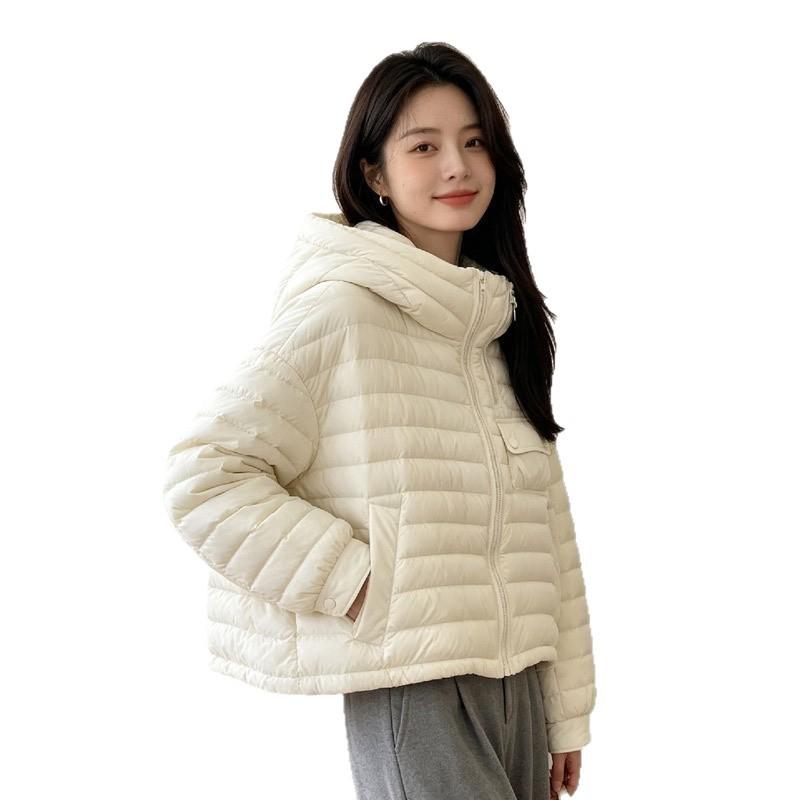 Down jacket women's short winter new fashion literary hooded new Chinese light and warm white duck down bread jacket