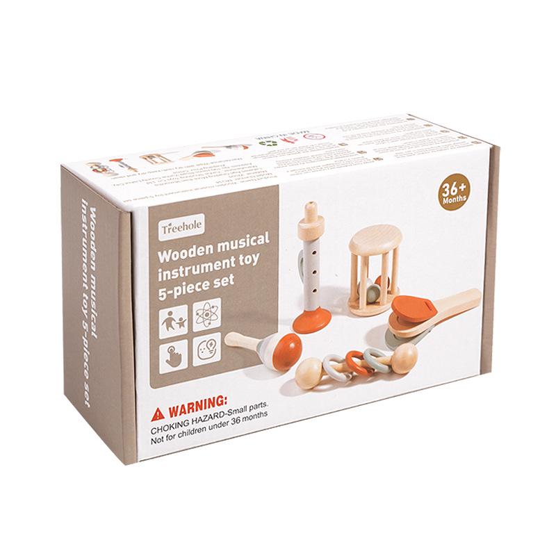 Orff Wooden Baby Rattle Bell - Infant Early Education & Soothing Crib Toy