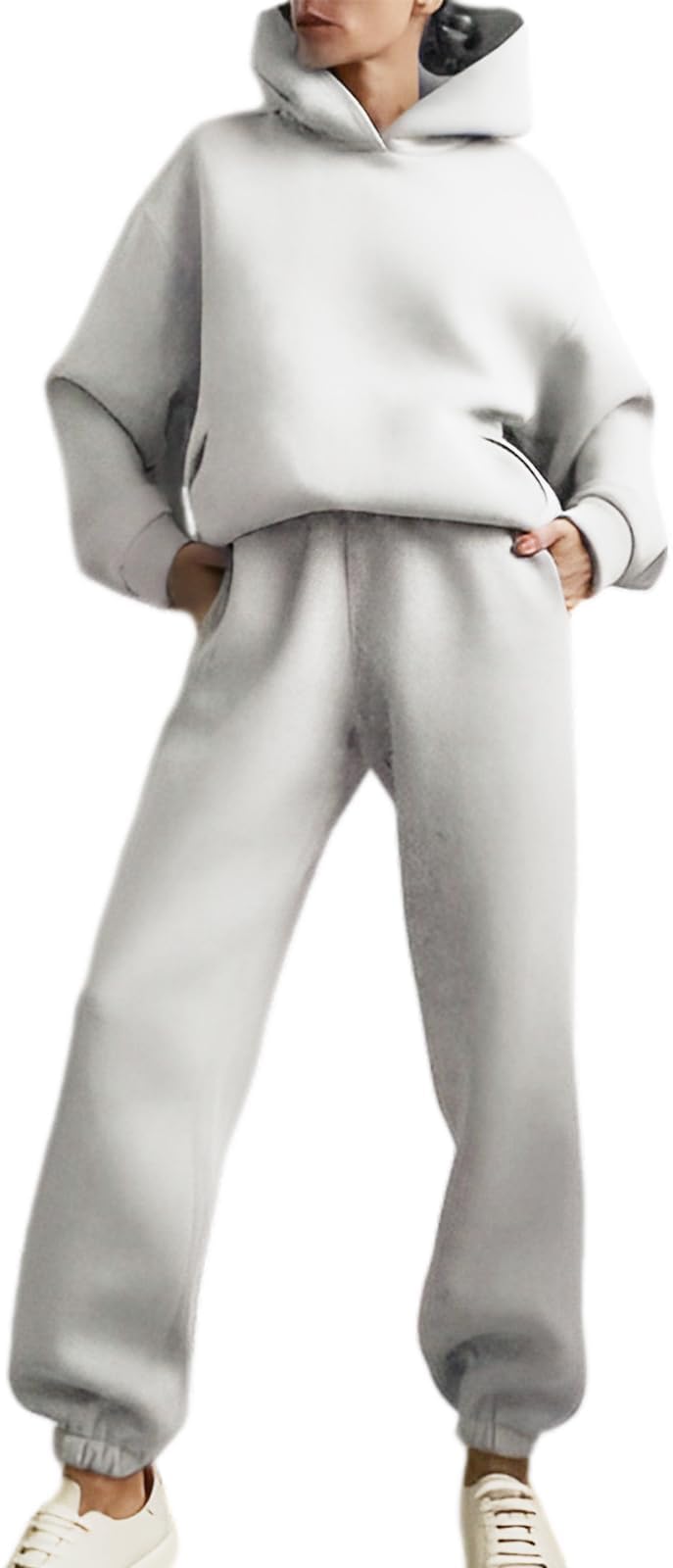 

Neiman от Hoodie и Брюки Однотонный Большие Размеры Харадзюку и Уникальный Женский Комплект из 2 Предметов на Флисе, Цвет, Доступен, Повседневный, Спортивный, Домашний, белый