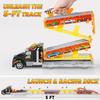 JOYFY Toy Truck Playset Race Toy Cars 60" Extra Long Race Track and 12 Die-Cast Metal Cars for Boy Girls 3-9 Years Birthday Gift