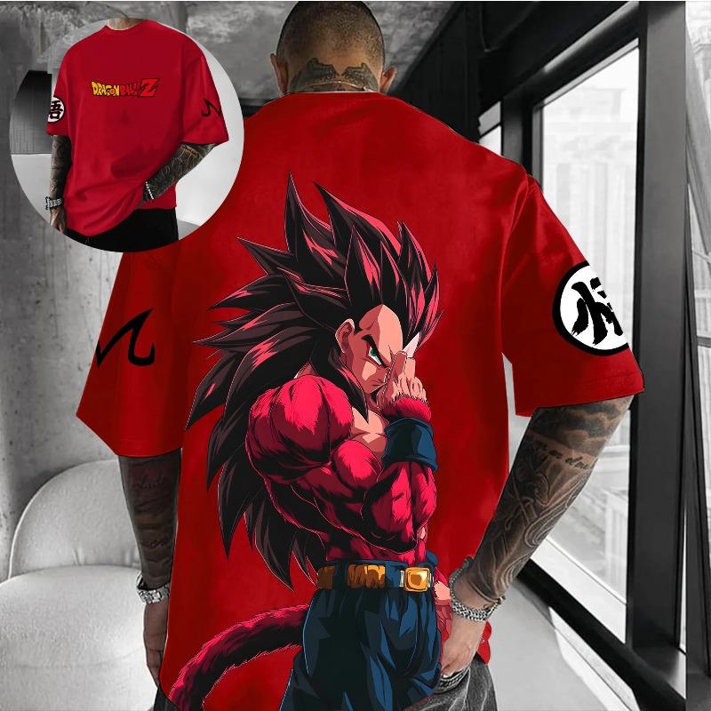 2026 Nowy Letni Dragon Ball Z Vegeta Wielka Małpa Bawełniany Nadruk na Plecach Vintage Luźny Casualowy Unisex Koszulka dla Fanów DBZ Y2k