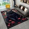 Black Cat with Roses Rug for Elegant Spaces - Luxury Animal Print, Romantic Home Accents Anti slip carpet can be machine washed