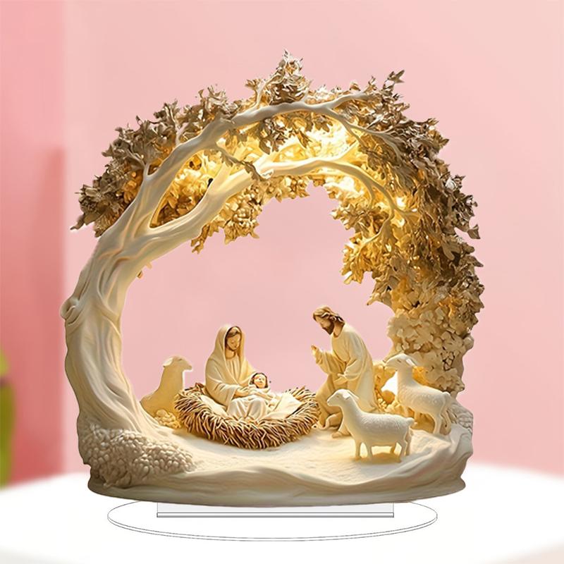 1Pc Easter Nativity Scene Figurine - Classic Tabletop Decor Religious Nativity Figurines Set For Home Party Decoration
