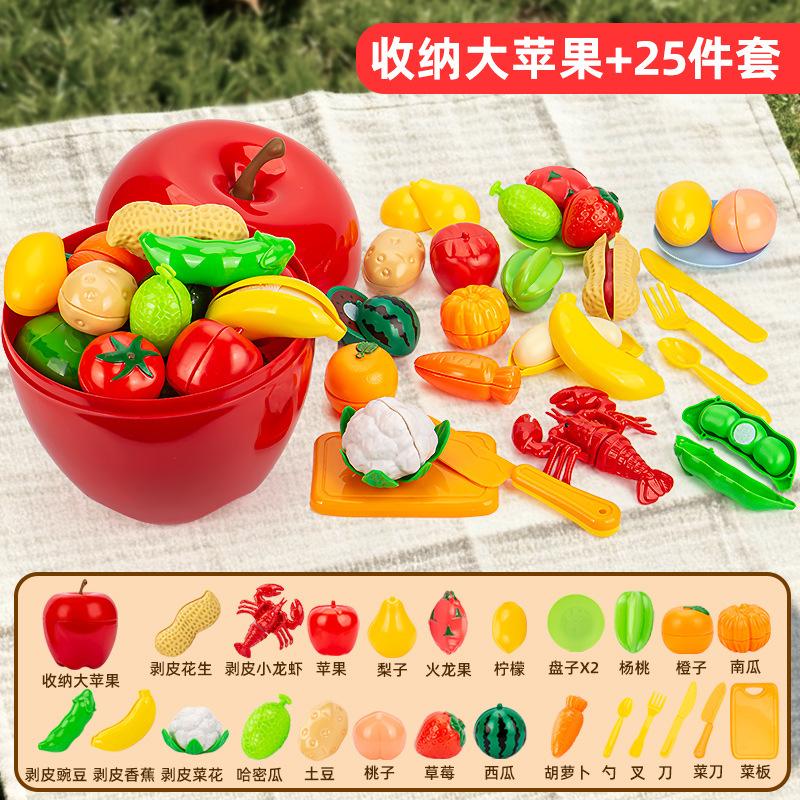 Snijdbaar Speelgoedeten voor Kinderkeuken, Doe-alsof Fruit & Groente Accessoires met Boodschappenmand Speelgoed voor Peuters Cadeau