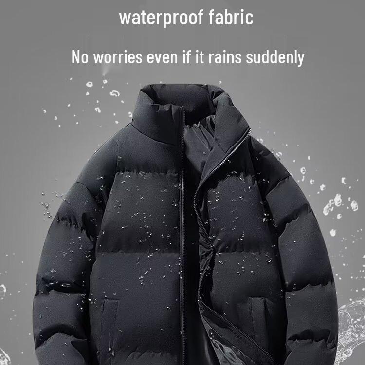 Men's American Style Waterproof Winter Coat - Warm, Thick, Versatile Down Cotton with Stand Collar