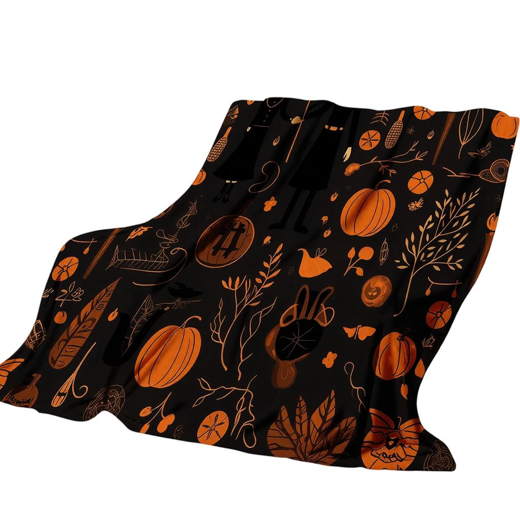 Scary Halloween Flannel Blanket for Couch, Cozy Throw for Fall Decor
