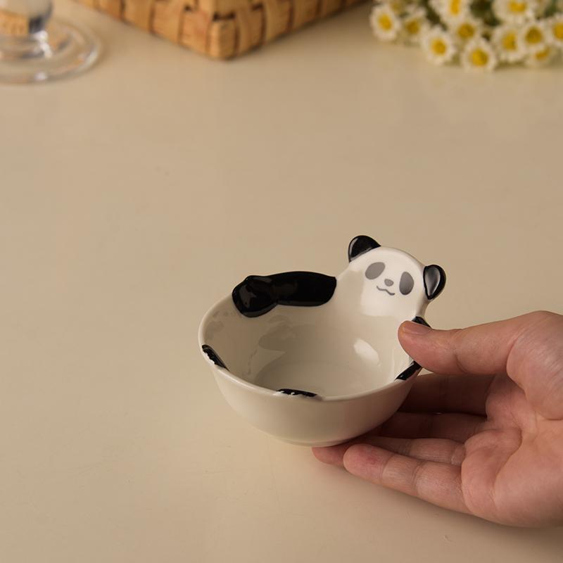 Panda Ceramic Dipping Dish, Cute Shaped Mini Bowl, Steamer Available, Fruit and Snack Bowl, Home and Restaurant Tableware