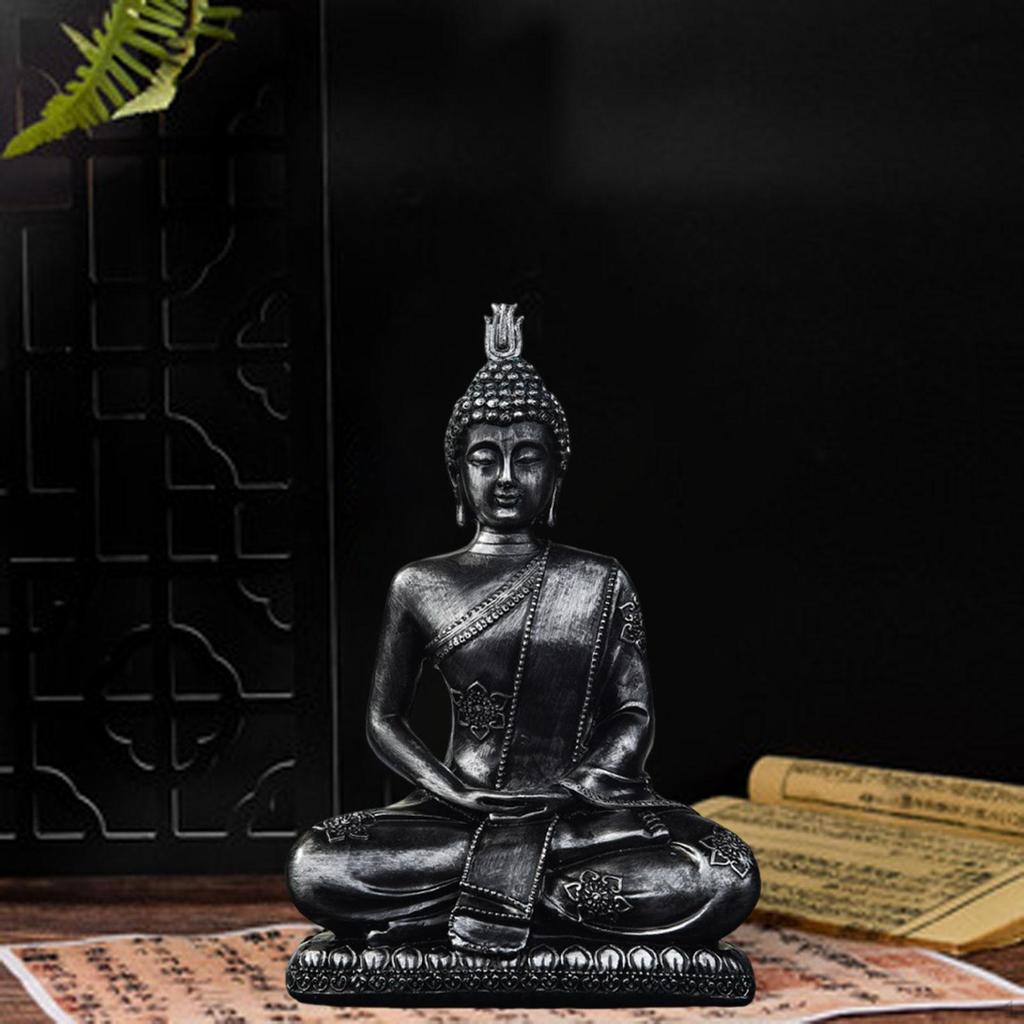 Sitzende Buddha Statue Skulptur Dekorative Religiöse Meditation Tischplatte Ornament Harz
