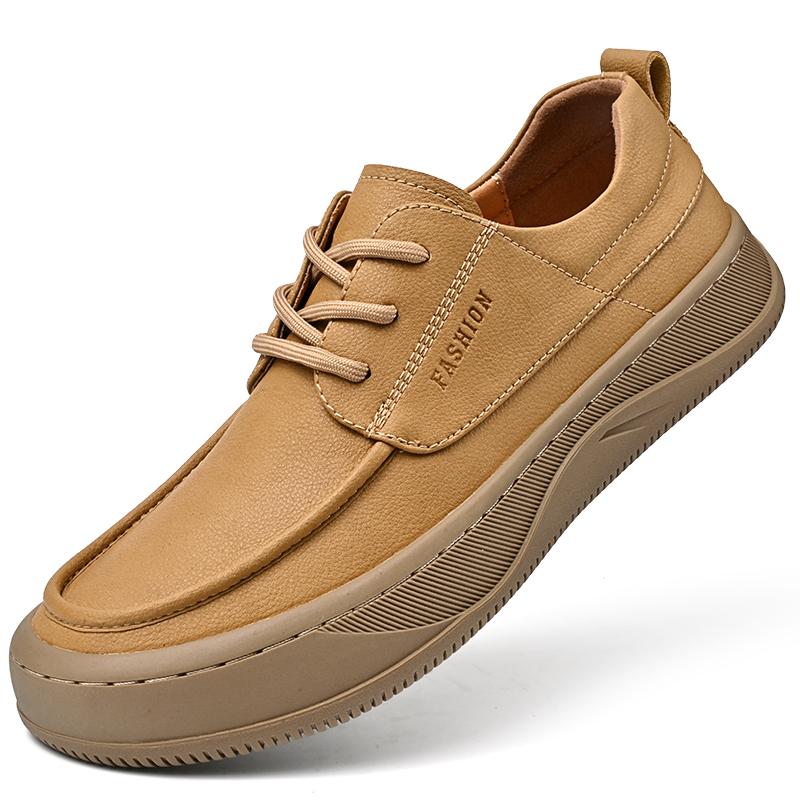 

Повседневные туфли из воловьей кожи с толстой подошвой, дышащие, мужские мокасины, классические, сшитые вручную мужские туфли 44 хаки