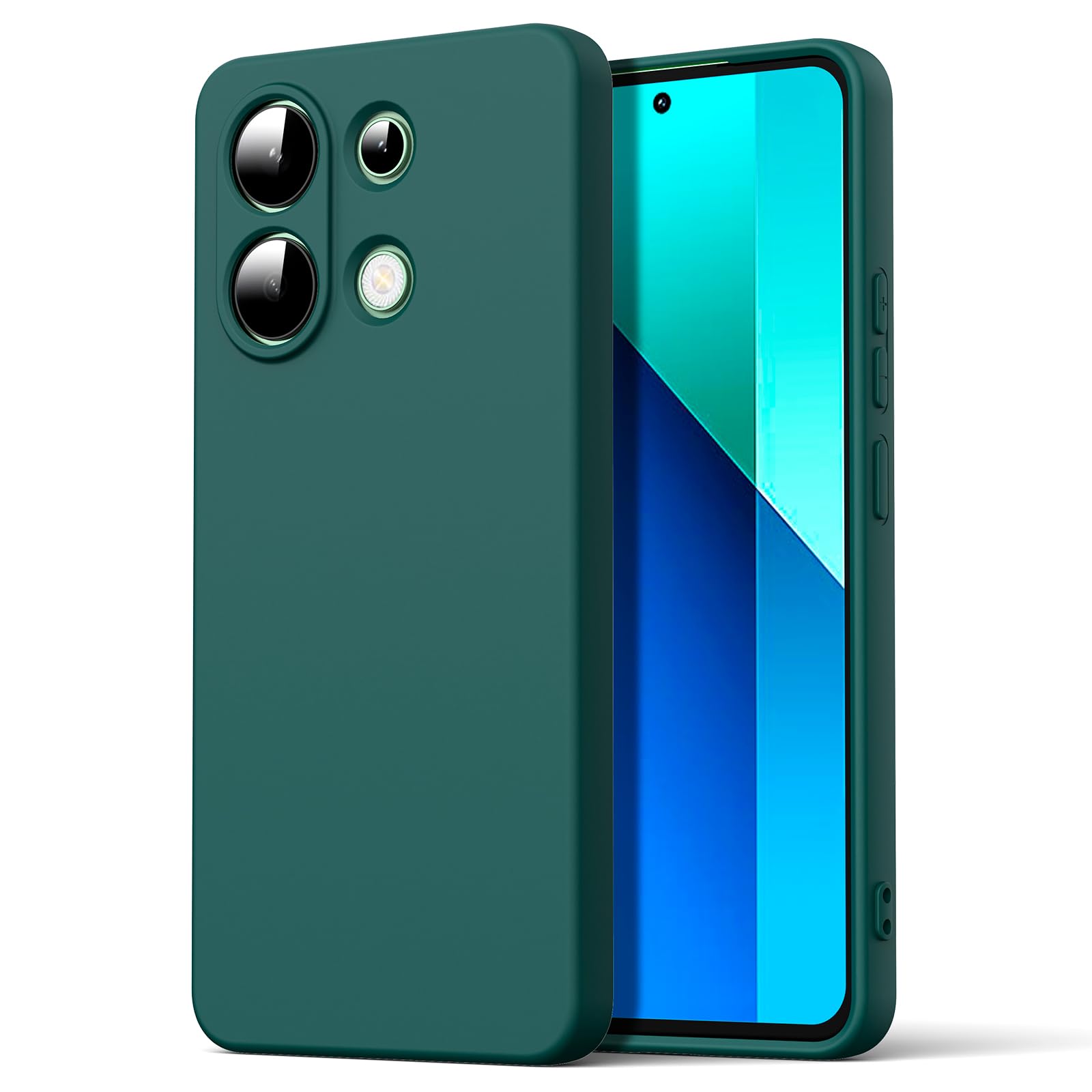 Чехол для Xiaomi Redmi Note 13 Pro 4G 5G, ультратонкий мягкий жидкий силиконовый чехол премиум-класса, защитный чехол для Redmi Note 13 Pro Plus 5G 13C 12C 10C Redmi Note 13 4G темно-зеленого