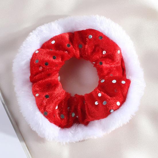 1/3/6Pcs Christmas Hair Ties Red White Velvet Hair Scrunchies Elastic Hair Band Ponytail Holder Glitter Sequins Snowflakes Hair Ropes