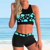 Women's Halter Waves of Varying Sizes Print Bikini Tankini Swimsuit