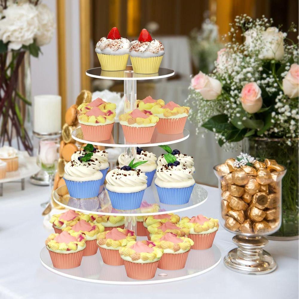 Detachable Design Acrylic Cupcake Stand Clear Cake Serving Rack Wedding Party