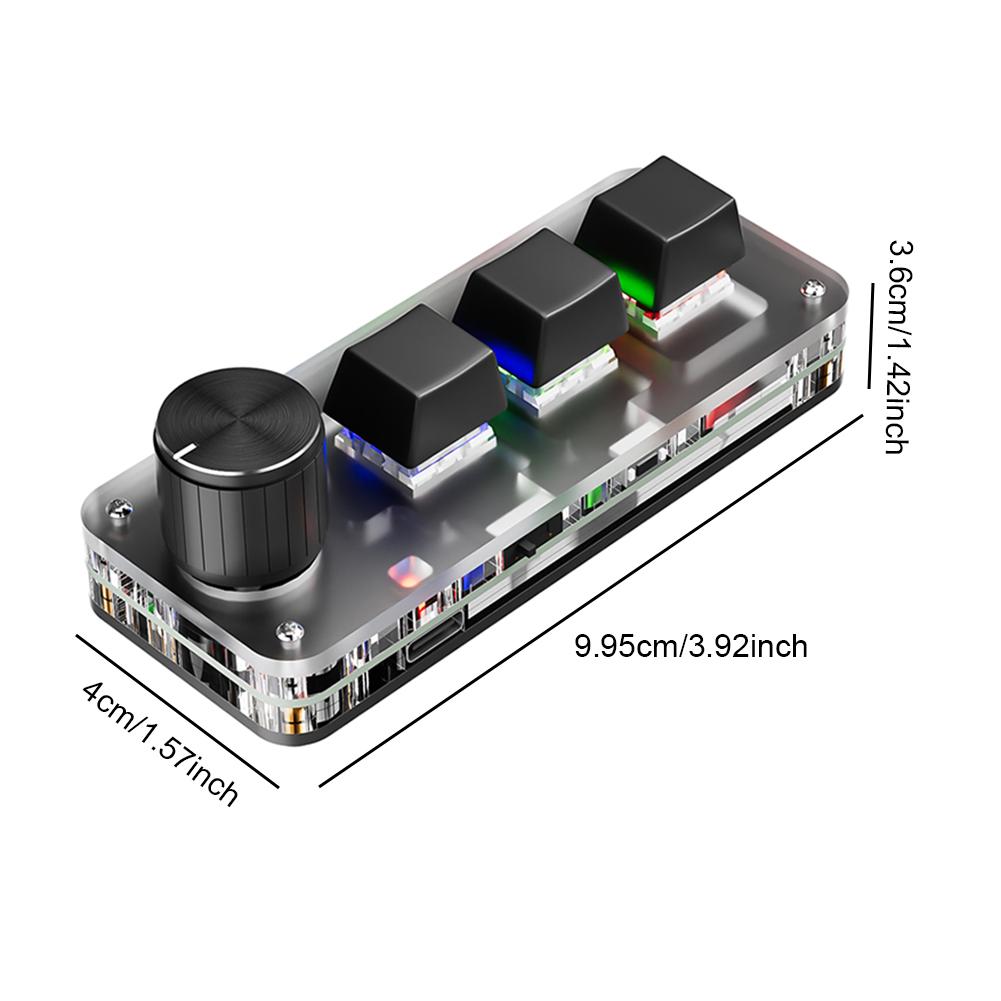 Makro-Tastatur 3 Tasten 1 Drehregler Benutzerdefinierte Programmierung Mechanische Tastatur Hot-Swap USB Bluetooth Tastaturblock Einhand-Mini-Gaming-Tastatur