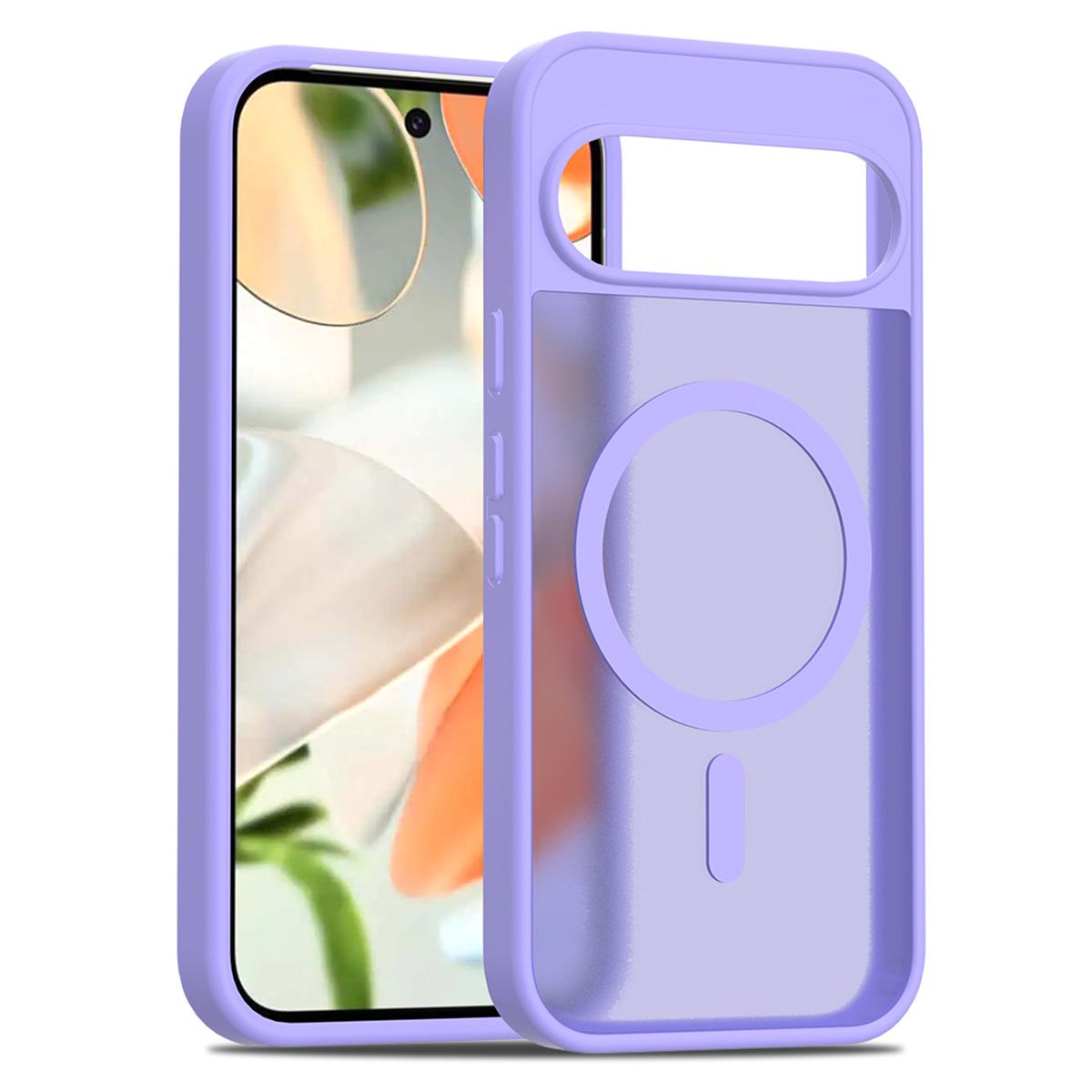 

For Google Pixel 9/9 Pro Case Compatible with MagSafe TPU Frame Acrylic Back Phone Cover Skin Touch Purple