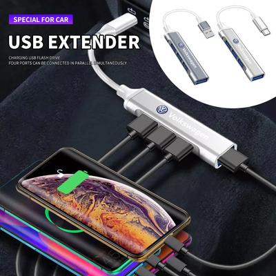 For Volkswagen Type-C Turn USB Adapter USB Multi Port Distributor Hub For Volkswagen Tharu R Polo GTI Tiguan Passat R-Line Sciro