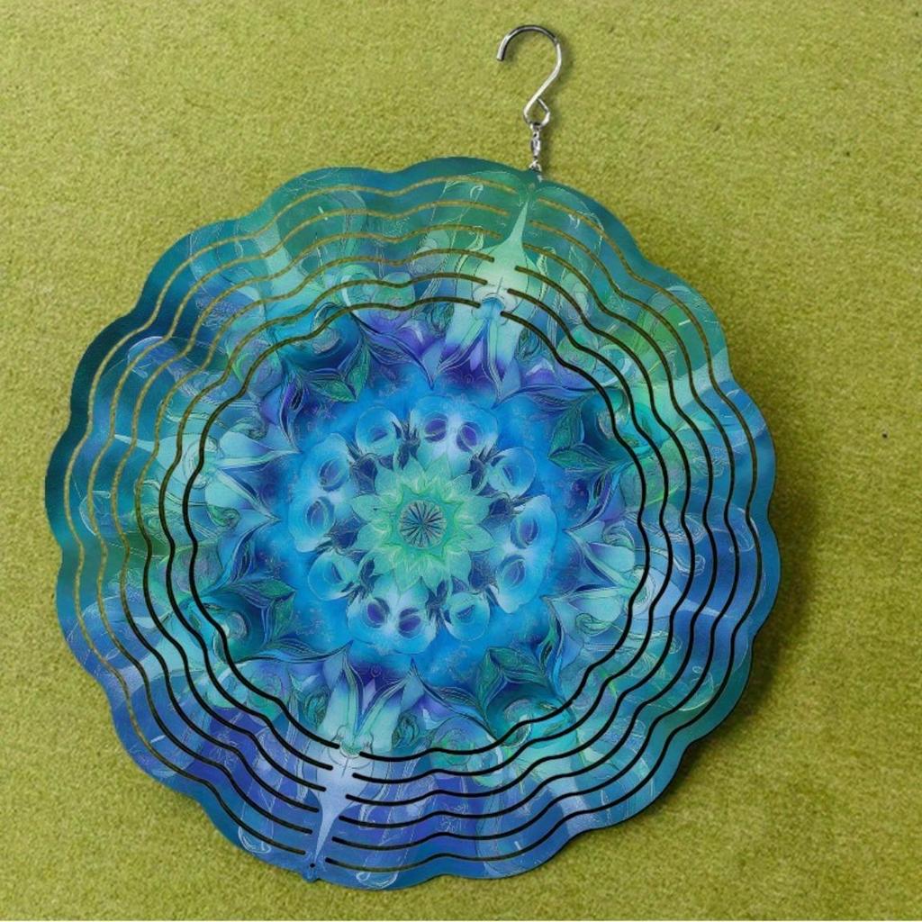 25.4cm Metal Wind Chime for Outdoor Garden Decor Rotating Hook with Spring Summer Fall Winter Design Perfect Gift for Family Friends Patio Yard