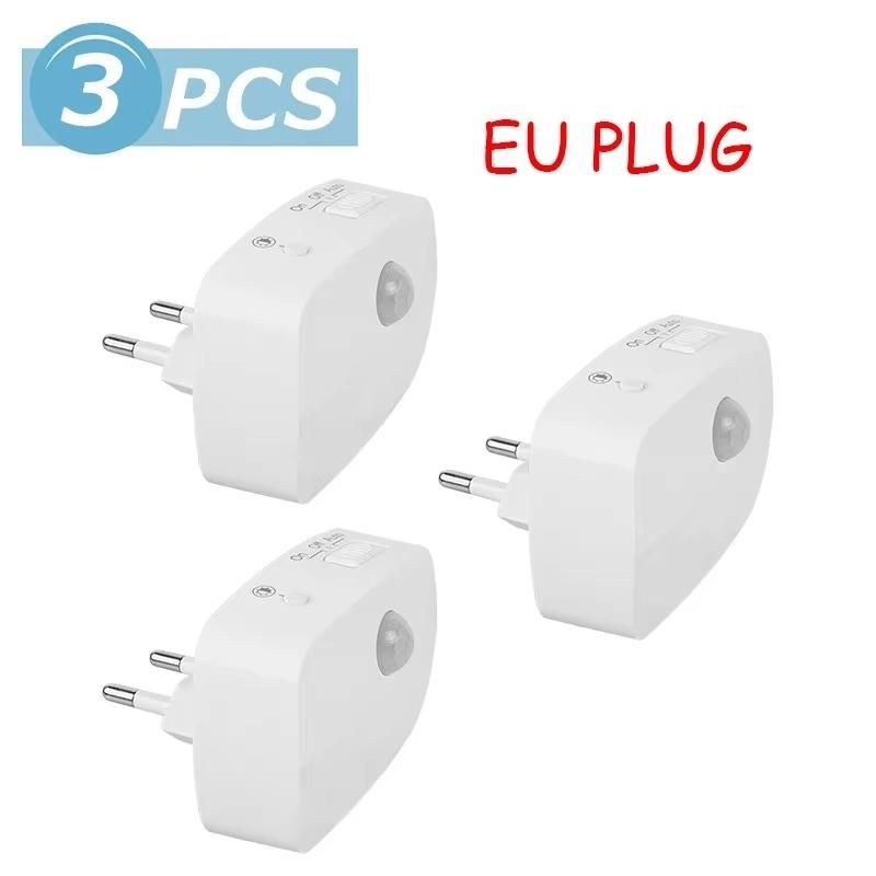 Mini LED Night Light PIR Motion Sensor Lamp 3 Modes Night Lamp Bedroom Bedside Lights EU Plug For Closet Corridor Bathroom
