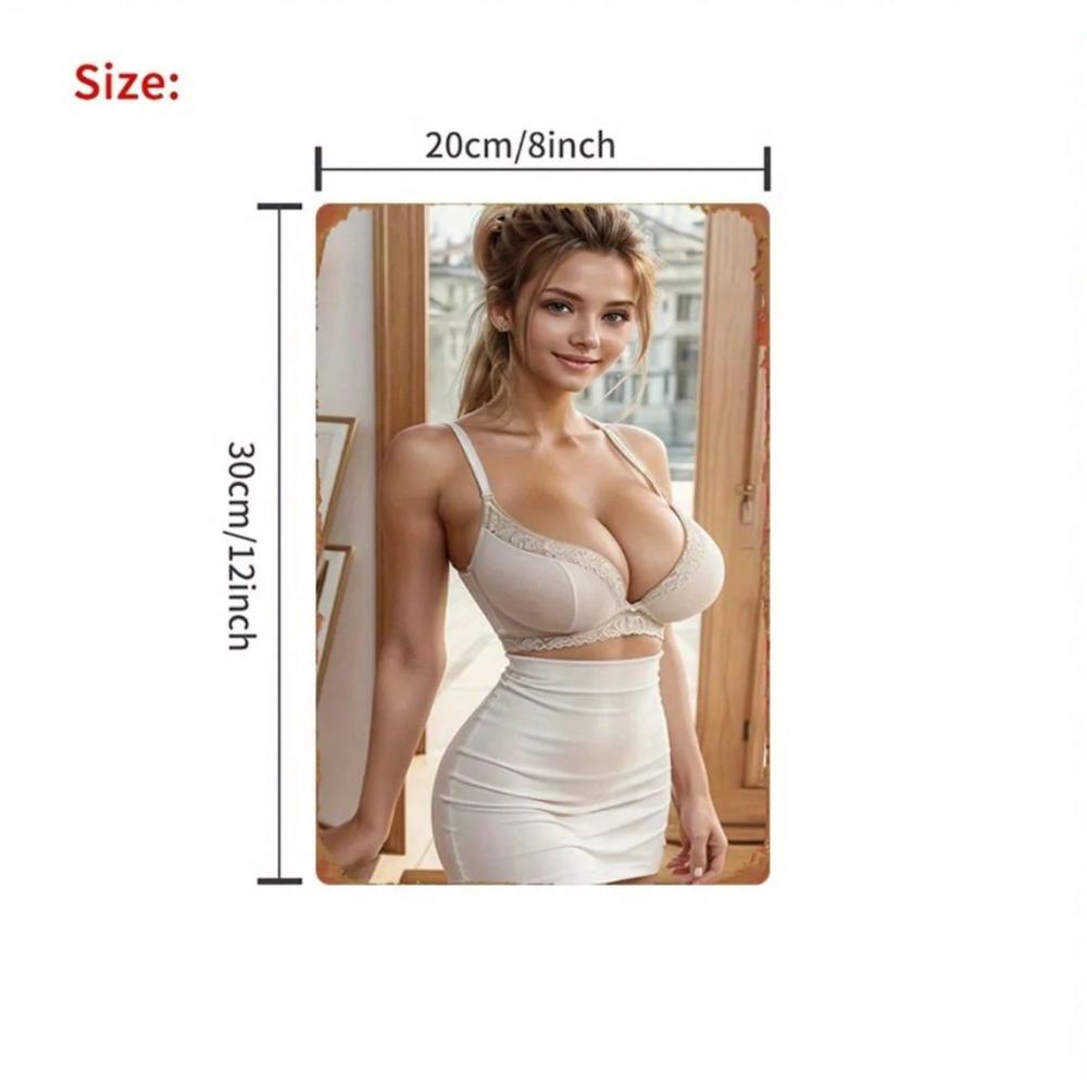 Elegant Woman Portrait 8x12 Inch Metal Wall Art Farmhouse Kitchen Room Decor Tin Sign