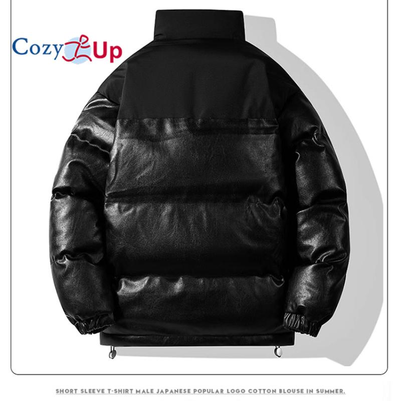 Мужская утолщенная теплая куртка из искусственной кожи Cosy Up с хлопковой подкладкой 3XL — фото 5