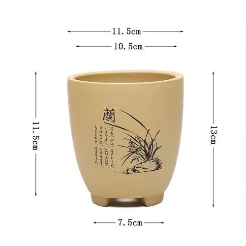 Purple Sand Flowerpot Succulents Yulu Stone Flower Balcony Potted Plant Pot Creative Gardening Ceramic Hand-painted Small Orchid