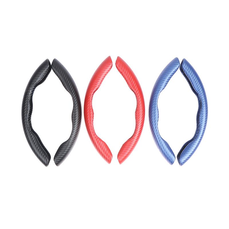 

2Pc 15Inch Car Anti-Skid Steering Wheel Cover Red Carbon Fiber Steering Cover