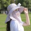 With Neck Flap Tea Picking Hat Windproof Women Sun Hat Breathable Electric Fan Bucket Hat  Women