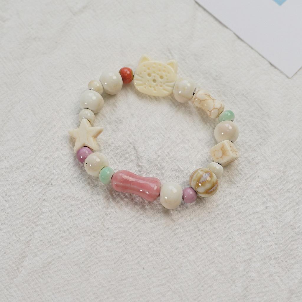 Ceramic beaded bracelet small fresh ancient style national style simple bracelet summer
