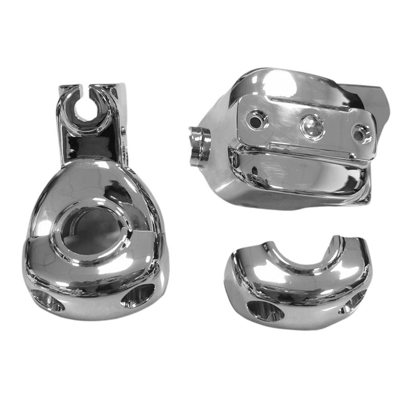 Chrome Handlebar Control Cover Kit For  96-14 Softails 96-17 Dynas 96-03 Front Clutch Handle Bar Dress-Up