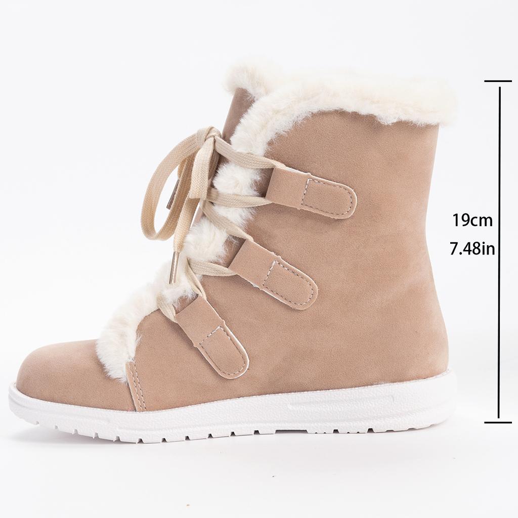 Fashion Winter flat lace up snow boots new women's thick cold resistant warm simple comfortable versatile women's cotton shoes