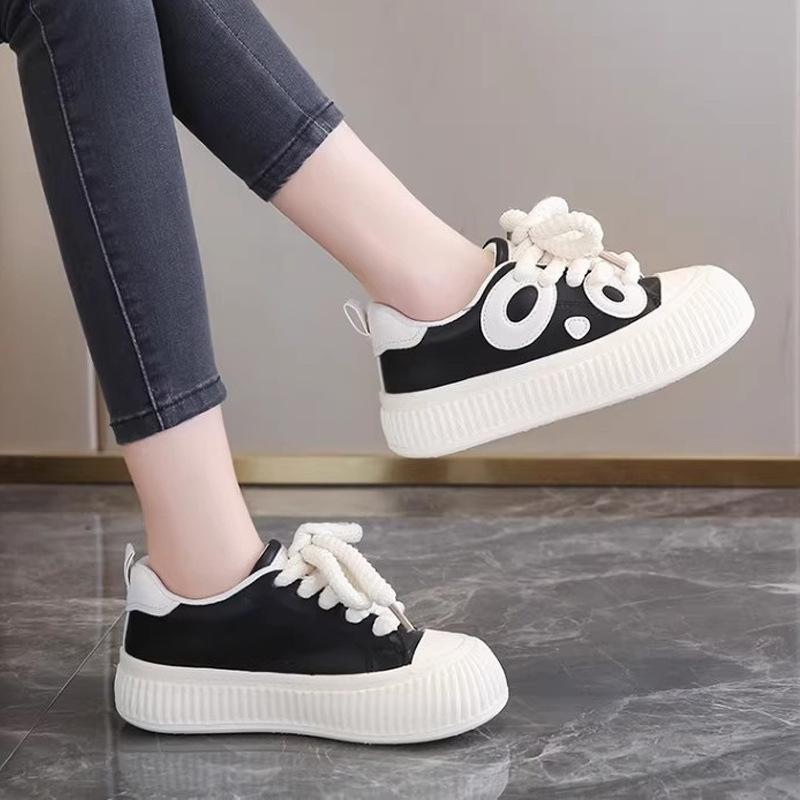 Women's Shoes Heightened Easy Wear Shoes New Autumn and Winter Black and White D'Lites Spring Platform Sports Board Shoes for Women