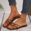 Fashion New Summer Slippers for Women Fashion Square Head Suede Cross Thin Band Open Toe Breathable Anti-slip Wear-resistant Sandals