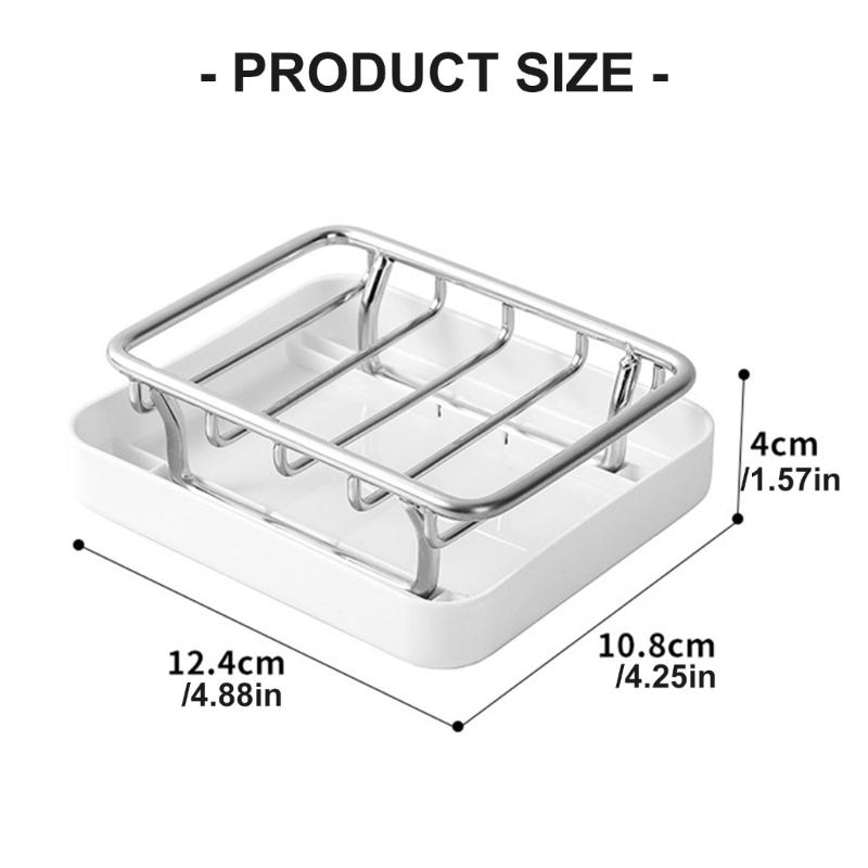 Rustproof Soap Dish Organizer Travel Holder Drain Rack For Bathroom Countertop Kitchen Sink Durable Stainless