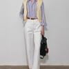 Women's Striped Loose Lapel Shirt - Sea Salt & Sweet Orange
