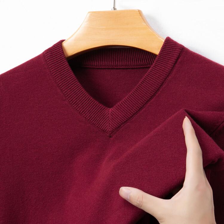 Men's Wool V-Neck Sweater - Spring/Autumn Knitwear for Middle-Aged Men - Warm Base Layer