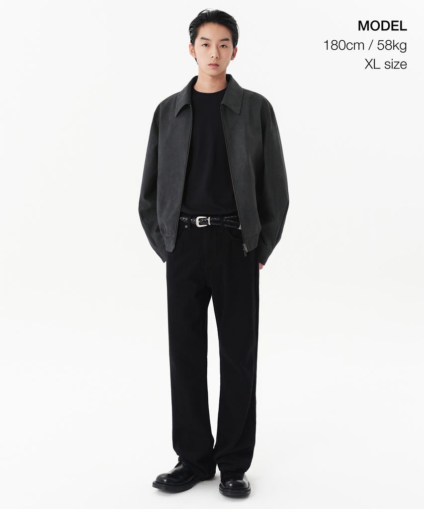 Musinsa Standard Synthetic Suede Minimal Blouson Jacket [Dark Grey]