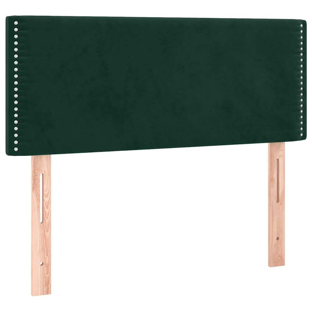 Box Spring Bed with Mattress & LED Dark Green 80x200 cm Velvet