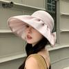 Summer Fashion Bow Sun Hat Children Show Small Face Big Brim Sun Protection Hat Outdoor Travel Versatile Bucket Hat