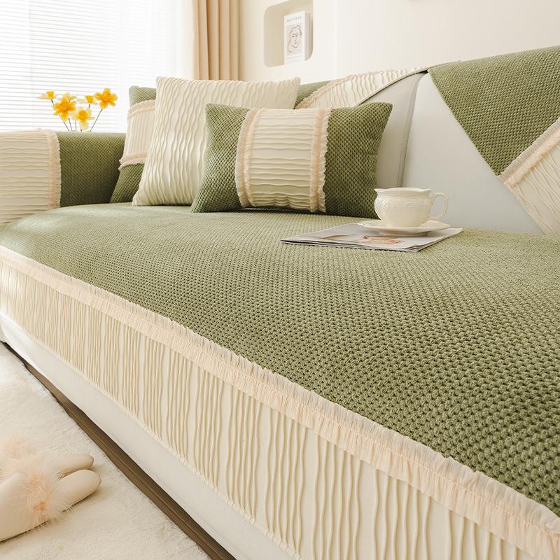 New French Cream Style Sofa Cushion Four Seasons Universal New Non-Slip Leather Sofa Cushion Sets Cover Cloth