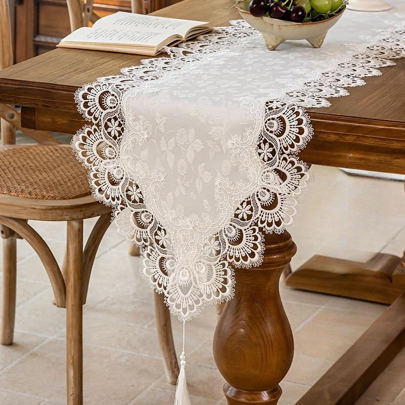 Embroidered Table Runner Modern Minimalist Rectangular Home Tablecloth Hotel Lace Table Runner TV Cabinet Tea Table Home Decor