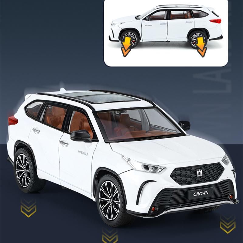 1/24 Toyota Crown KLUGER SUV Alloy Car Model Diecast Metal Toy Off-road Vehicles High Simulation Sound and Light Collectibles Kids Gift