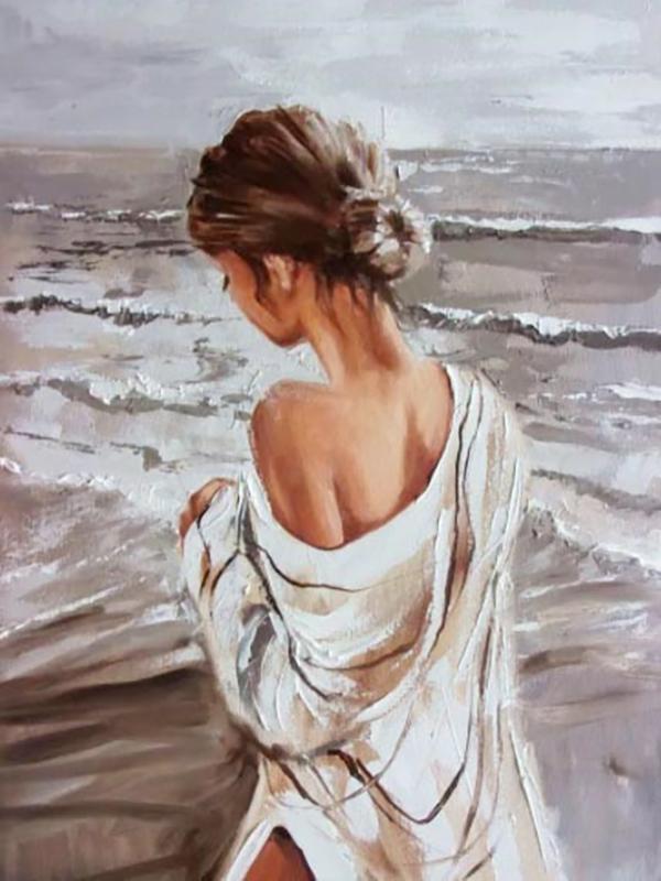 Diy 5d Full Diamond Painting Cartoon Embroidery Square Round Drill Seaside Beach Girl Mosaic Cross Stitch Handmade Art Hobby