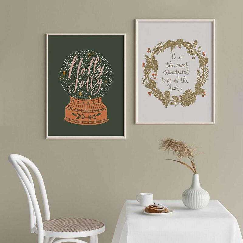 Christmas Tree Garland Decor Posters Merry Christmas Canvas Painting Nordic Poster Holiday Room Wall Art Picture For Home Decor