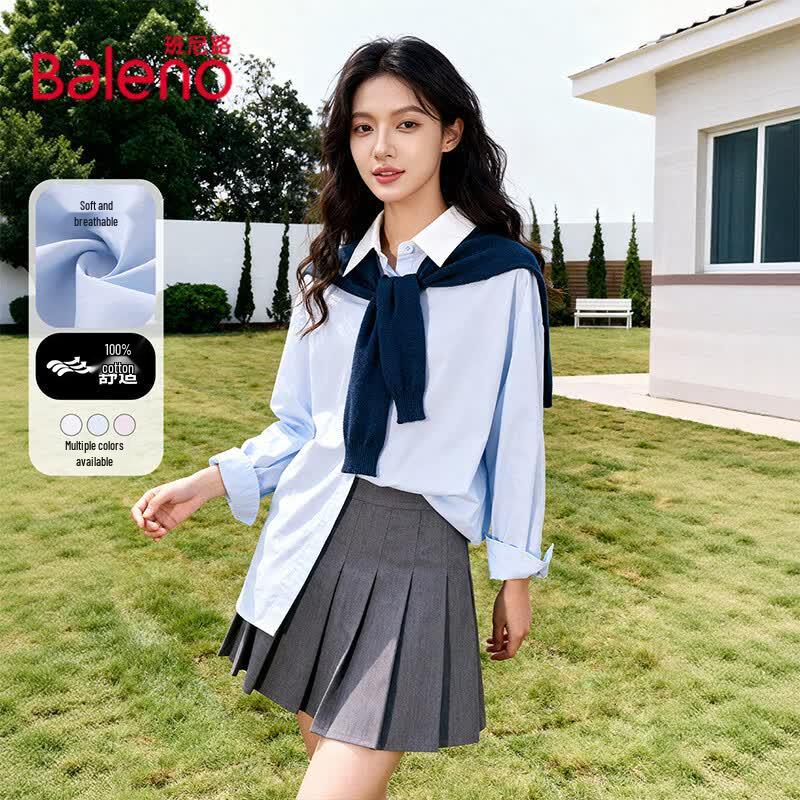 Baleno Women s Loose Fit Long Sleeve Lapel Shirt M
