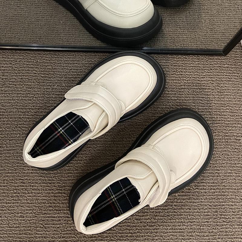 Retro platform muffin small leather shoes women's spring and summer new one-pedal single shoes women's shoes