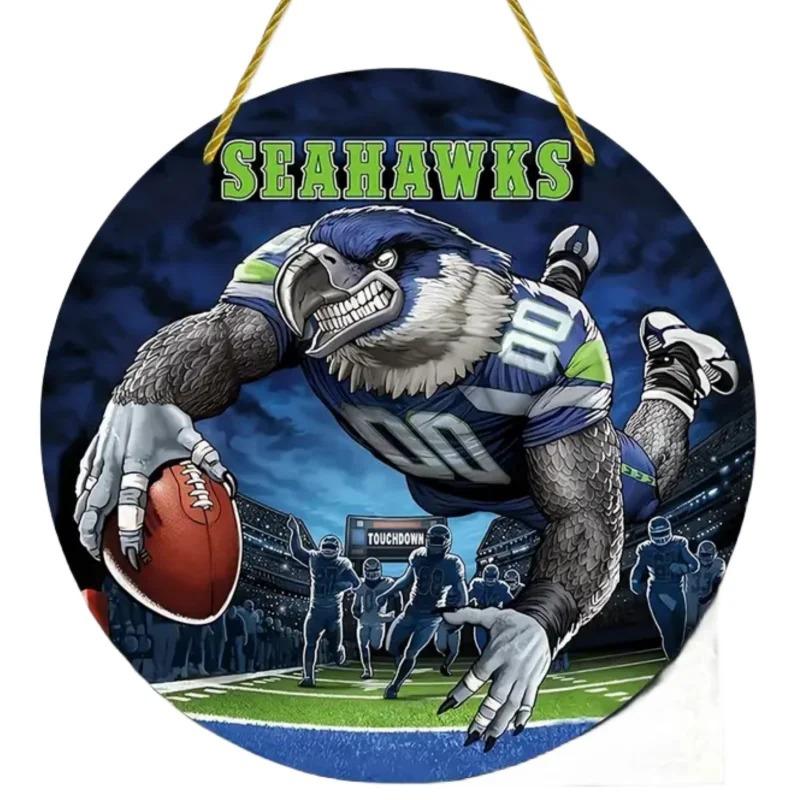 American Football Round Wooden Sign, home Room Holiday Festivals Front Sence Door Wall Hangng Art Sign Decor, Gift for Rugby Fans