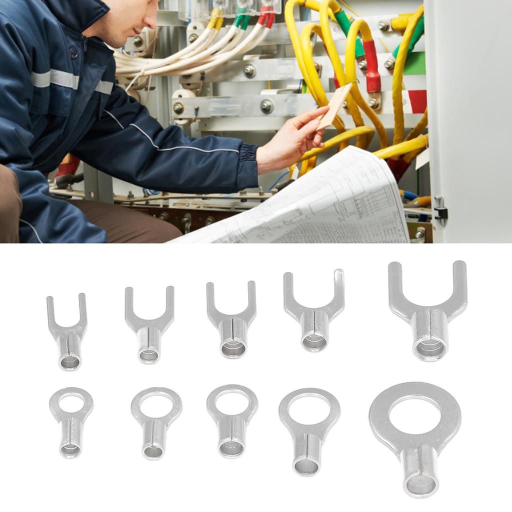 320Pcs Ring Terminal Fork Connector Kit Non Insulated Wire Lugs Battery Cable Terminals Electric Cop
