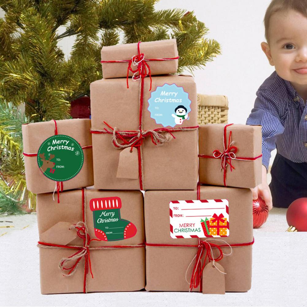 2 Bögen Frohe Weihnachten Dekorative Aufkleber zum Einpacken von Geschenken Weihnachtsgeschenk Selbstklebendes Papier Namensschild-Aufkleber Schneemann