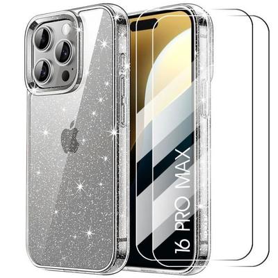 Protective Case - BOOLING - for iPhone 16 Pro Max - Transparent - Glitter - Shockproof